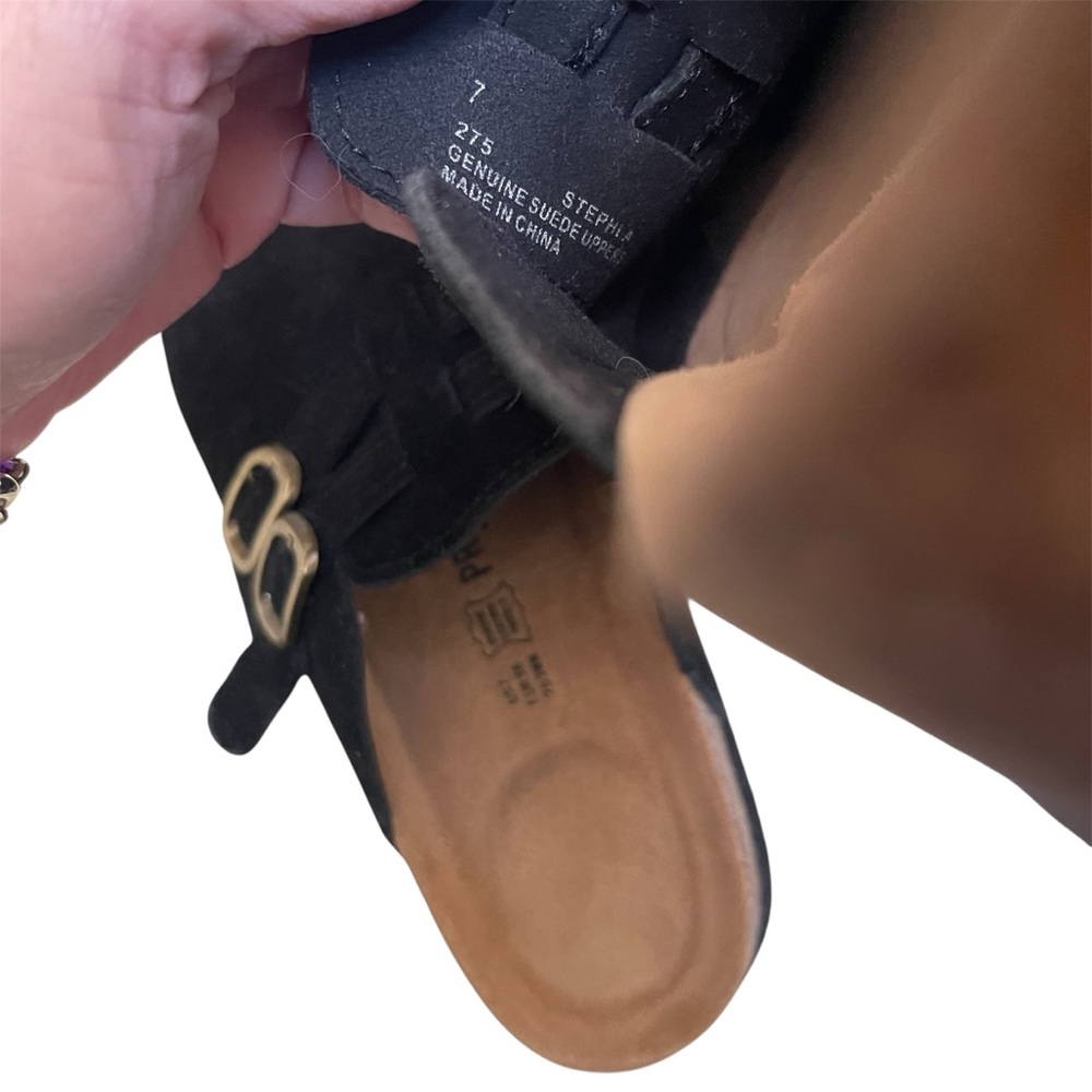 Project Cloud Stephi Clog Sz 7 Black Suede Memory Foam Comfort Platform Slip On - Picture 8 of 9